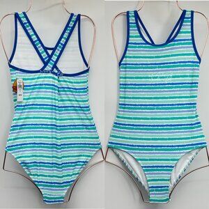 L.L. Bean NEW Beach Glass Stripe Sun Smart Dry Comfort One-Piece Swimsuit